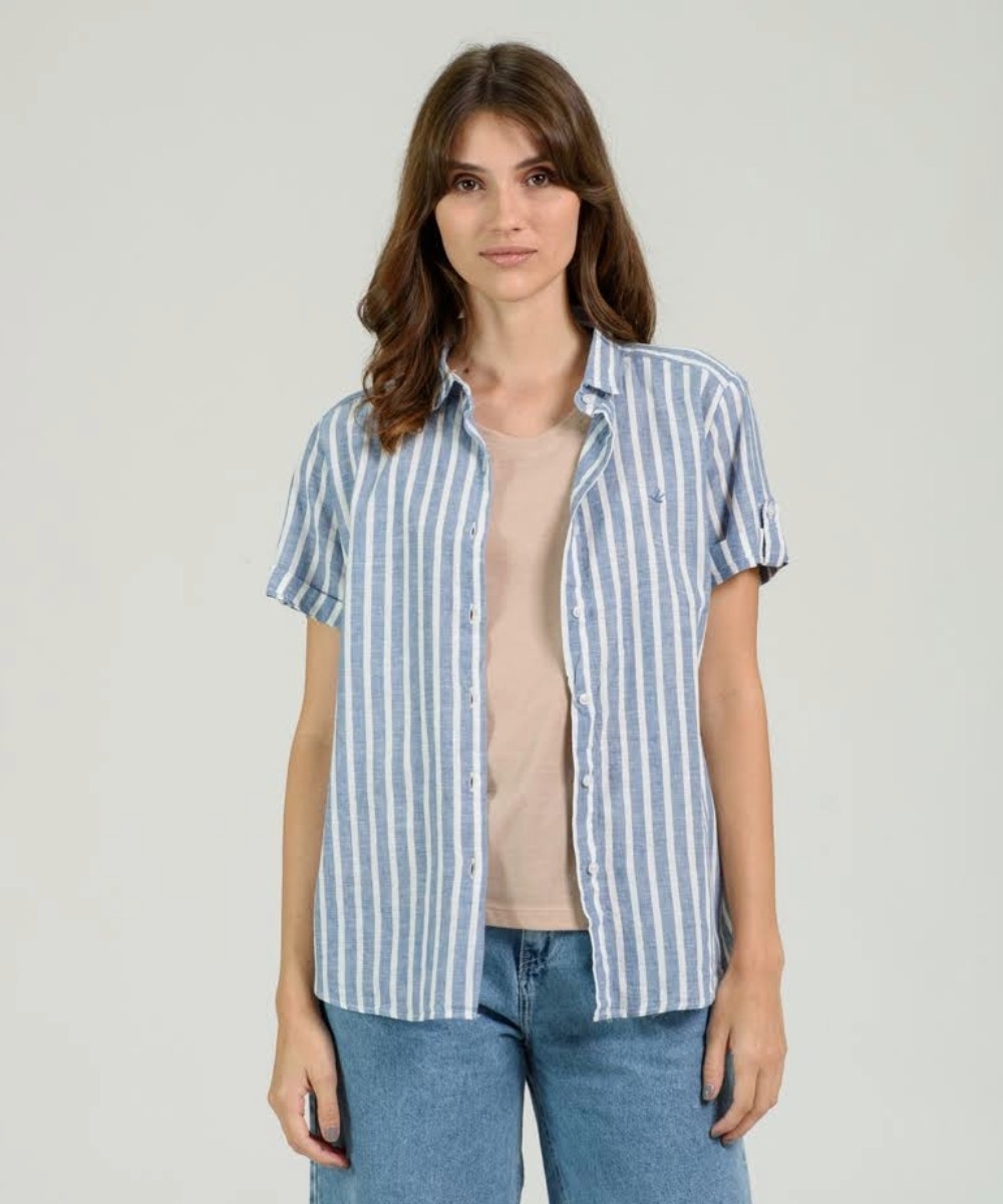 Camisa Sally Lino Manga Corta