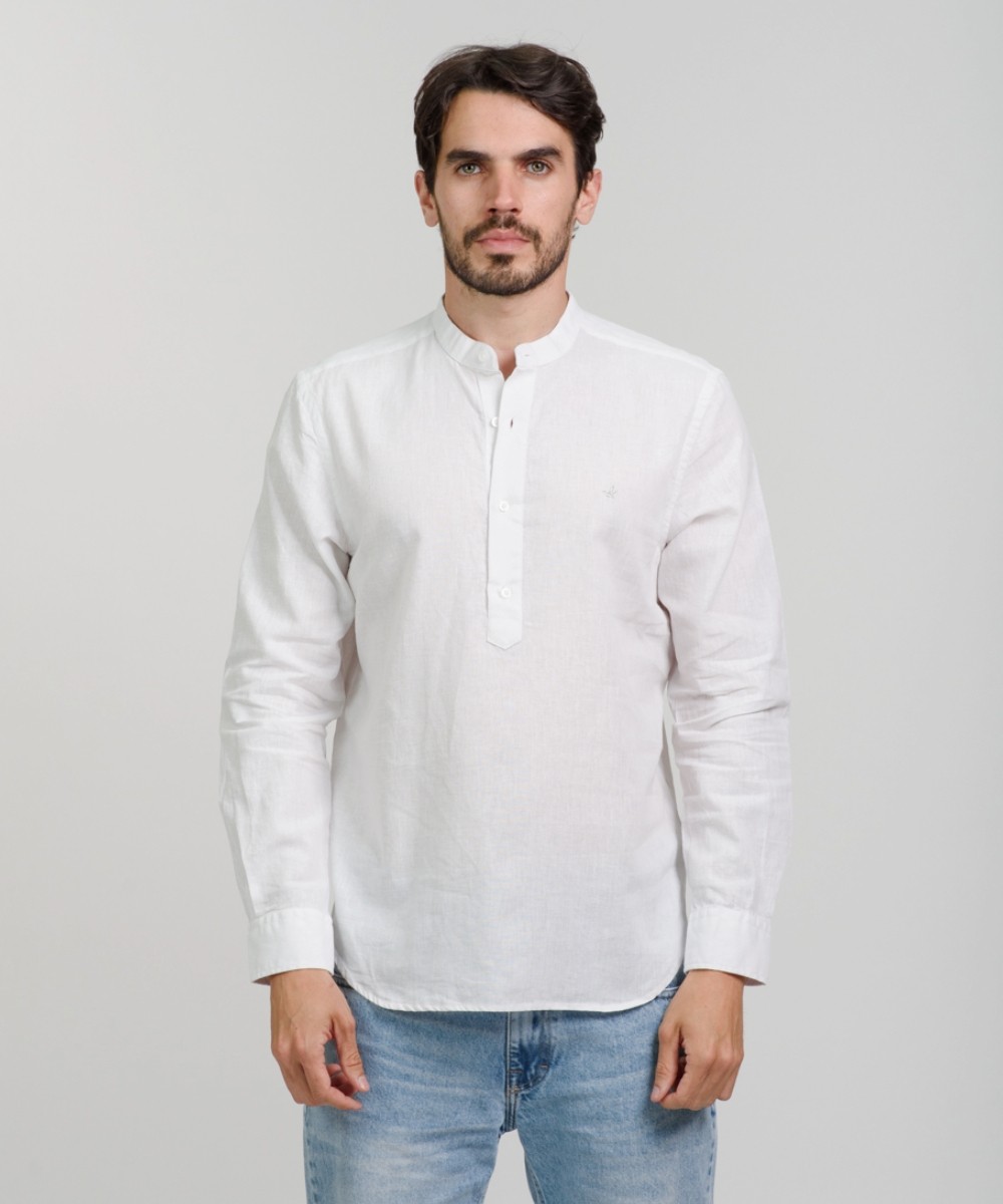 Camisa Mao Half Placket Linen