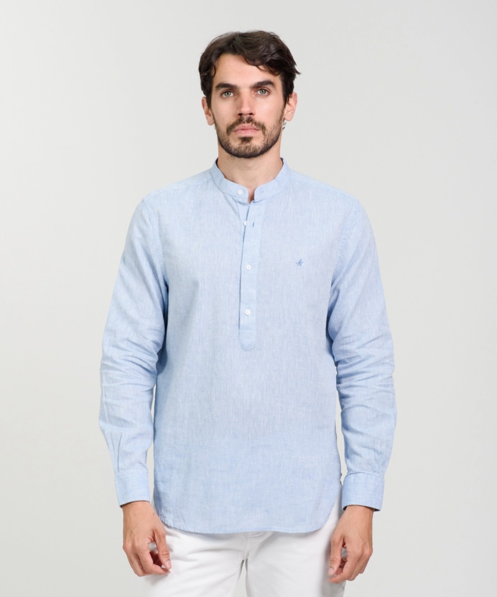 Camisa Mao Half Placket Linen