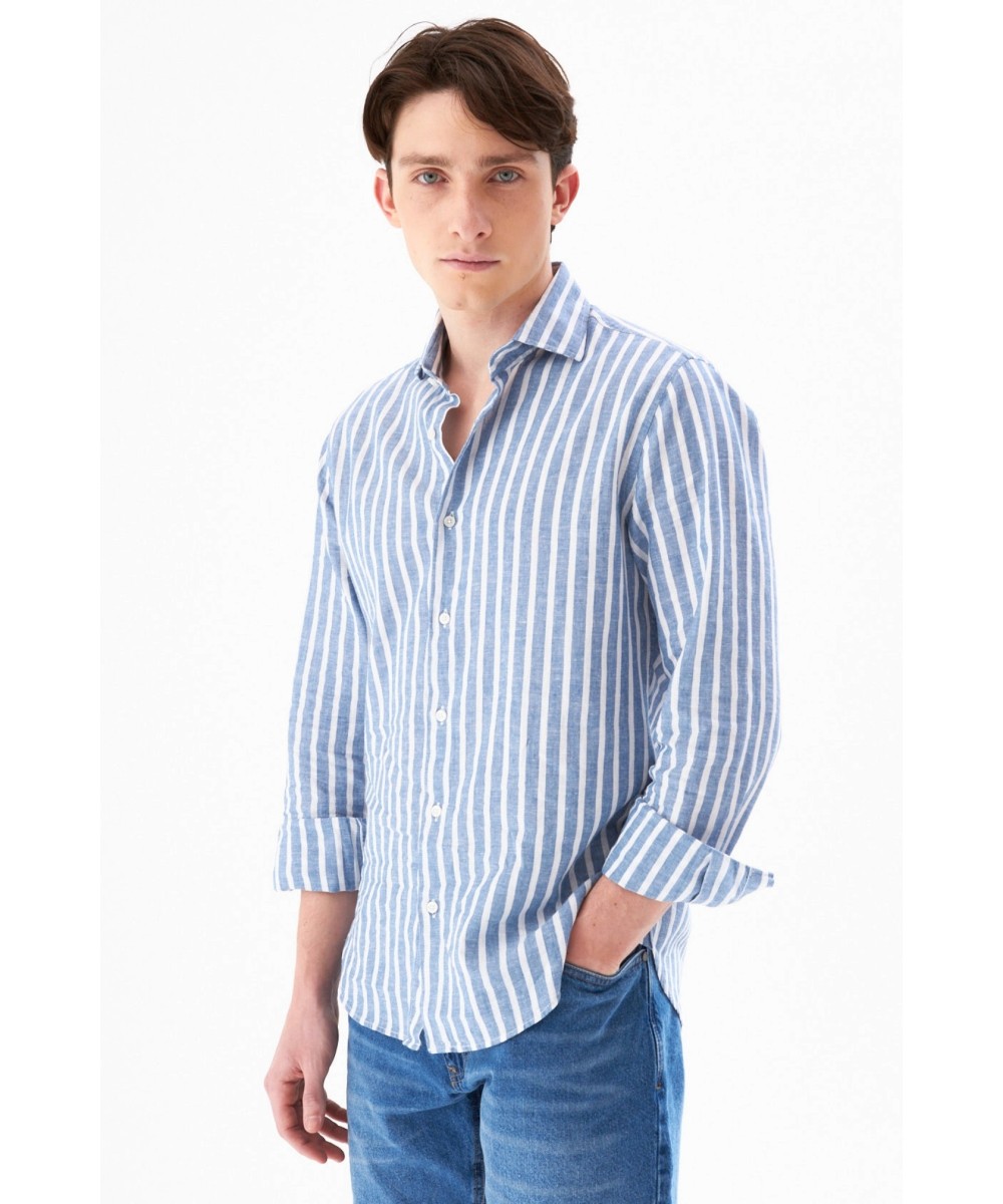 Camisa Milano Lino Striped