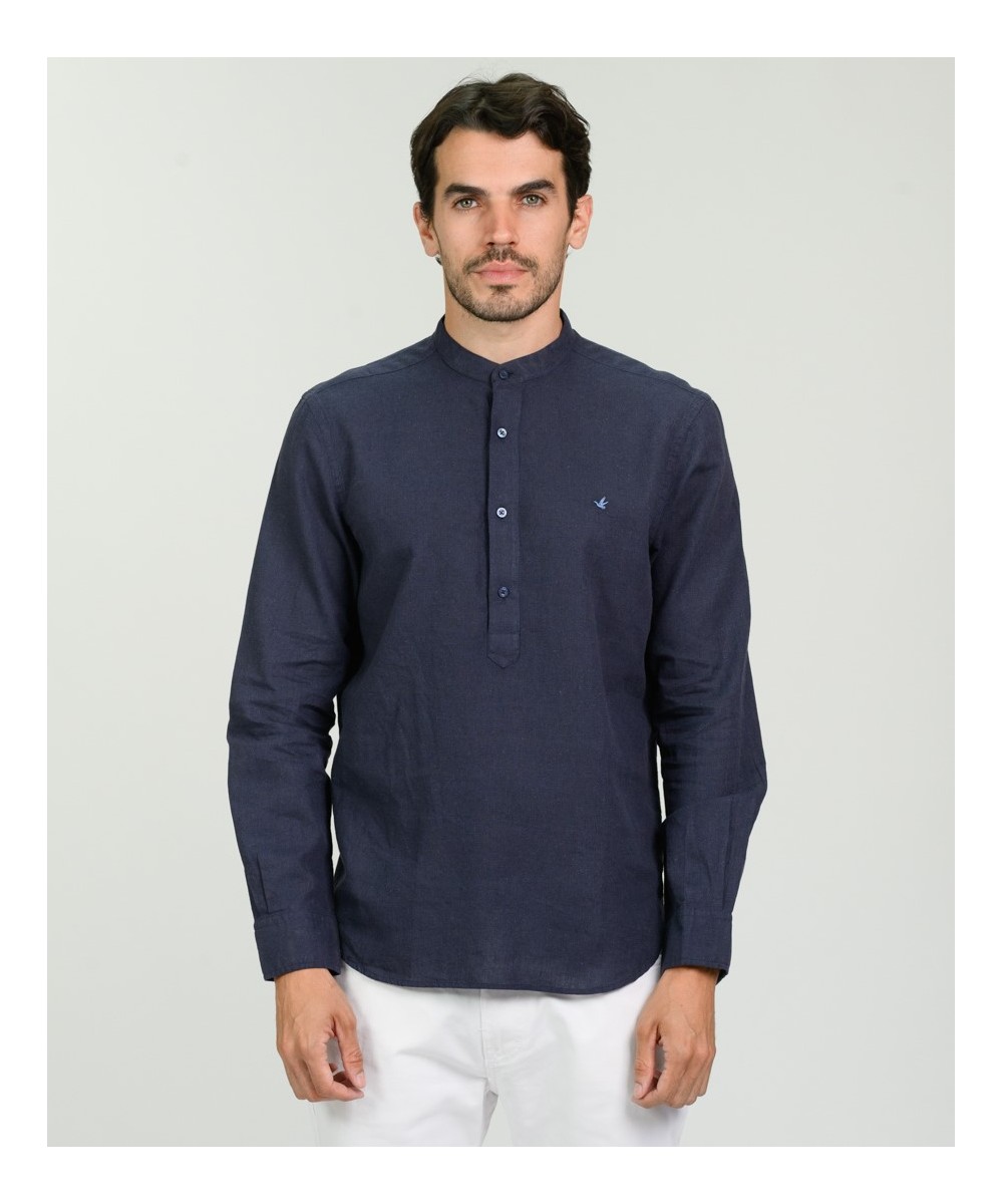 Camisa Mao Half Placket Lino